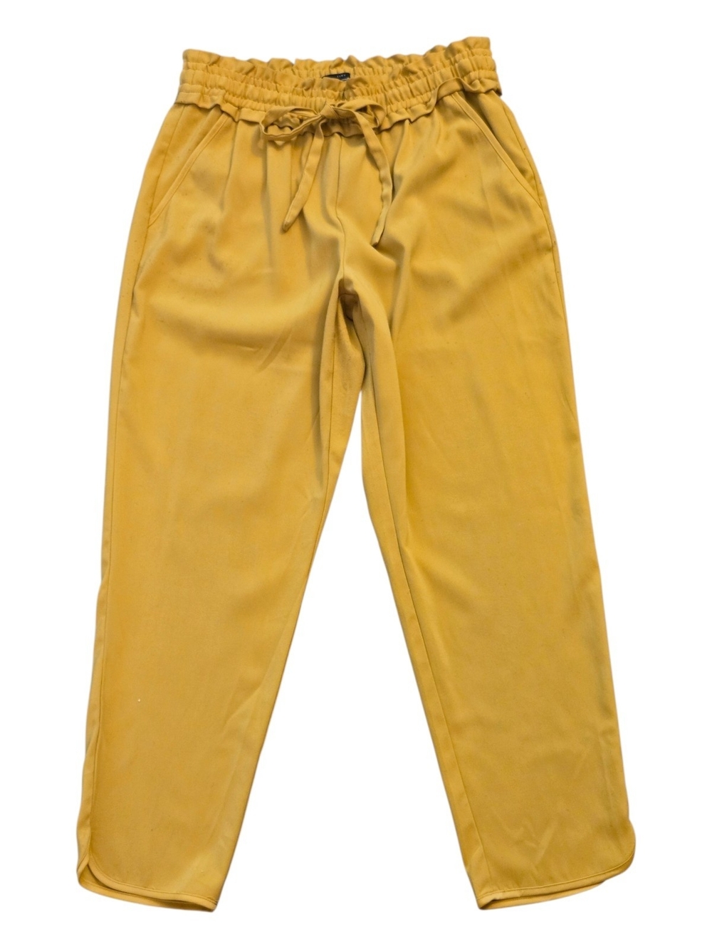 Zara Women's Mustard High-Rise Drawstring Paperbag Chinos - Size M